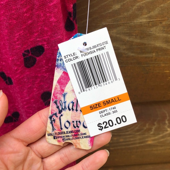 NWT Wallflower semi-sheer pink and black heart top - Picture 3 of 4